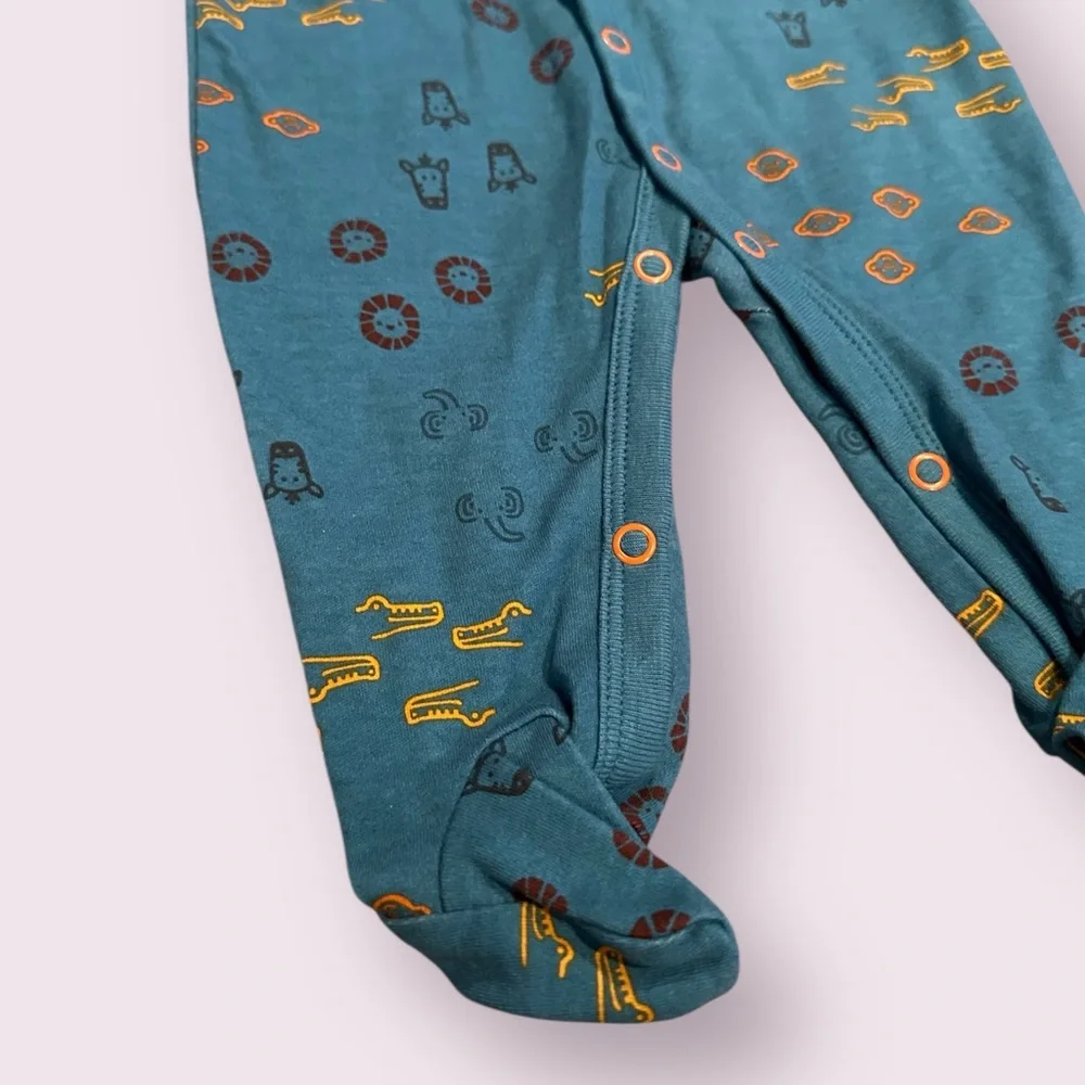 NWOT Baby Carter's Teal Animal Patterned One Piece Footies Size 3 Months